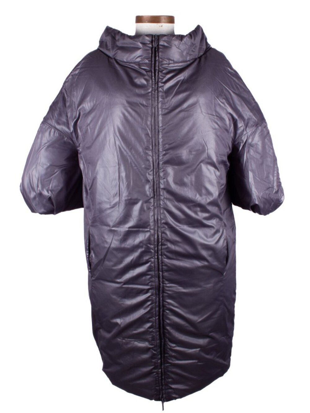 MARNI GREY PUFFER COAT SILK 3/4 SLEEVE PADDED